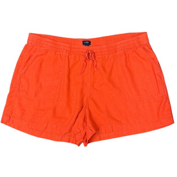 EUC Women's J. CREW Orange‎ Linen Drawstring 3" Shorts | Size XL - Picture 2 of 7